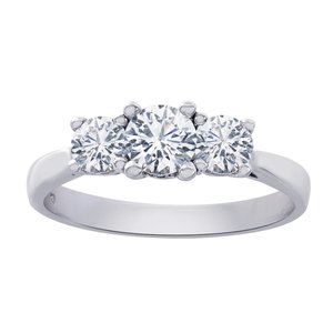 1.04 Carat H-si1 2 Three Stone Diamond Ring